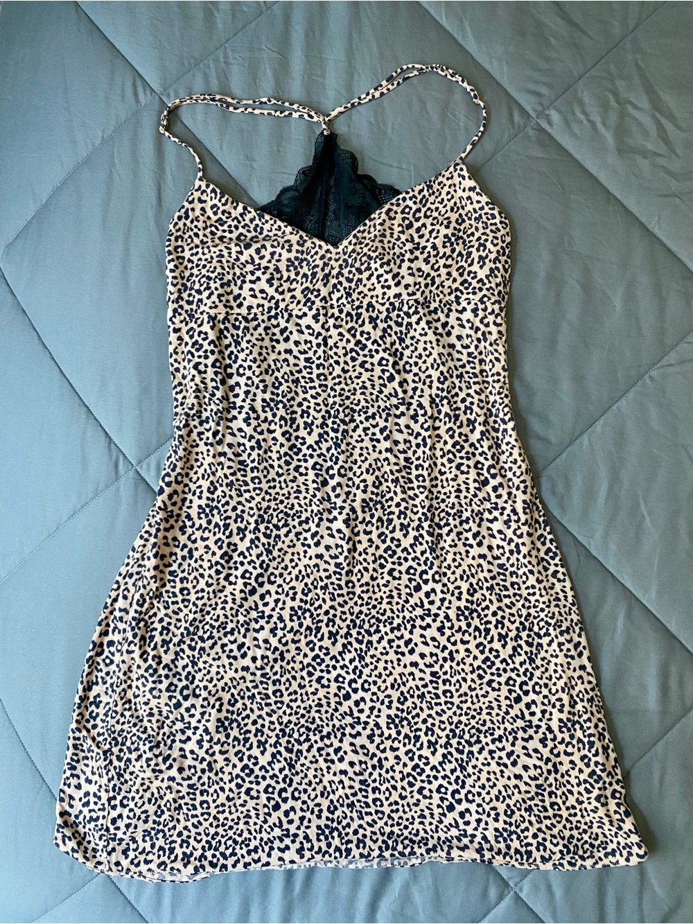 Victoria's Secret Cream and Black Leopard Print Slip Dress